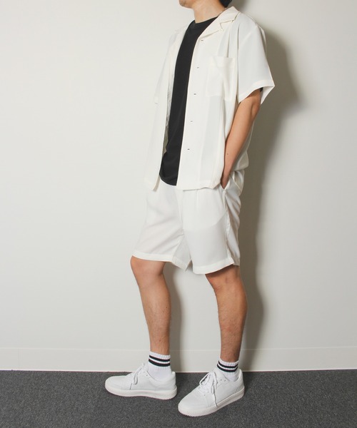 ALWAYS GOOD TIME（オルウェイズグッドタイム）の「【BAEXFATE】アイスクールサテンスイッチングショートスリーブシャツ（シャツ/ブラウス・メンズ・ブラック/ホワイト/ブルー系その他/ホワイト系その他・M/L）」の7枚目の写真