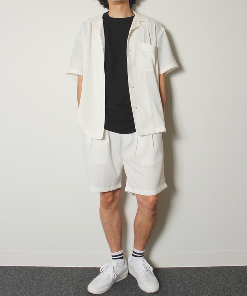 ALWAYS GOOD TIME（オルウェイズグッドタイム）の「【BAEXFATE】アイスクールサテンスイッチングショートスリーブシャツ（シャツ/ブラウス・メンズ・ブラック/ホワイト/ブルー系その他/ホワイト系その他・M/L）」の5枚目の写真