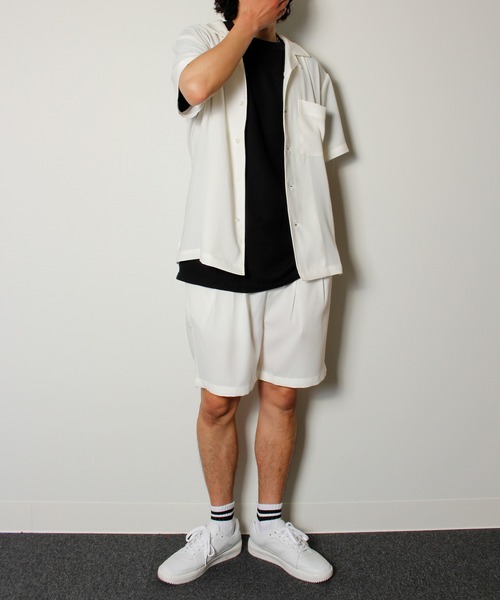 ALWAYS GOOD TIME（オルウェイズグッドタイム）の「【BAEXFATE】アイスクールサテンスイッチングショートスリーブシャツ（シャツ/ブラウス・メンズ・ブラック/ホワイト/ブルー系その他/ホワイト系その他・M/L）」の6枚目の写真