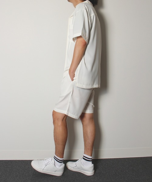 ALWAYS GOOD TIME（オルウェイズグッドタイム）の「【BAEXFATE】アイスクールサテンスイッチングショートスリーブシャツ（シャツ/ブラウス・メンズ・ブラック/ホワイト/ブルー系その他/ホワイト系その他・M/L）」の8枚目の写真