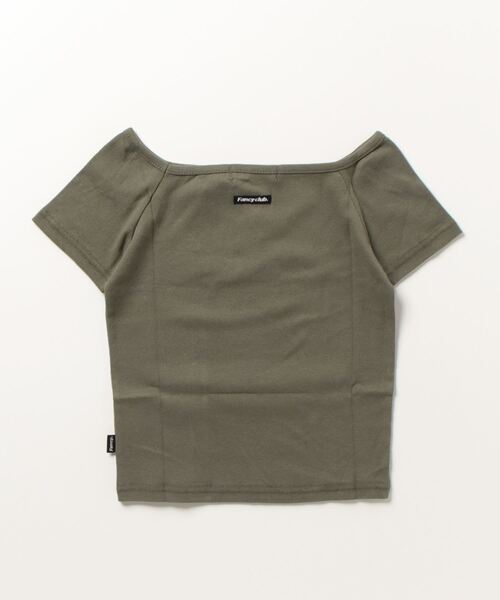 FANCY CLUB(ファンシークラブ)の「【NASTY FANCY CLUB/ナスティーファンシークラブ】ROSE BEDS OFF-SHOULDER / 半袖Tシャツ プリントTシャツ オフショルダー(Tシャツ/カットソー・レディース・カーキ/ブラック・ONE SIZE)」の4枚目の写真