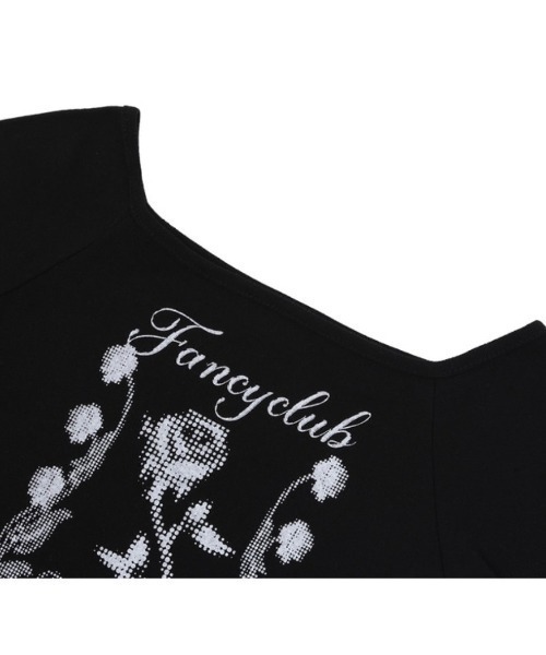FANCY CLUB(ファンシークラブ)の「【NASTY FANCY CLUB/ナスティーファンシークラブ】ROSE BEDS OFF-SHOULDER / 半袖Tシャツ プリントTシャツ オフショルダー(Tシャツ/カットソー・レディース・カーキ/ブラック・ONE SIZE)」の19枚目の写真