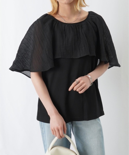 RODEO（ロデオ）の「RODEO  オーガンジーケープカットソー / シアーケープカットソー（Tシャツ/カットソー・レディース・オフホワイト/カーキ/ブラック・FREE）」の22枚目の写真