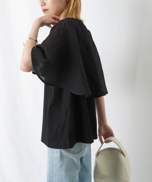 RODEO（ロデオ）の「RODEO  オーガンジーケープカットソー / シアーケープカットソー（Tシャツ/カットソー・レディース・オフホワイト/カーキ/ブラック・FREE）」の10枚目の写真