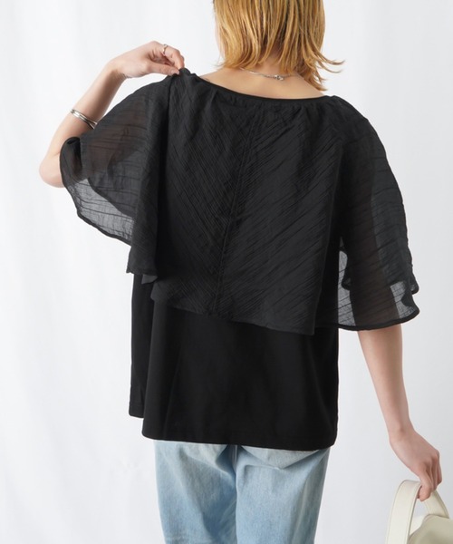RODEO（ロデオ）の「RODEO  オーガンジーケープカットソー / シアーケープカットソー（Tシャツ/カットソー・レディース・オフホワイト/カーキ/ブラック・FREE）」の17枚目の写真