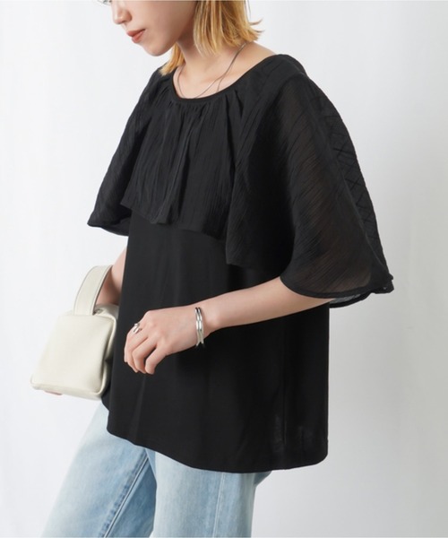 RODEO（ロデオ）の「RODEO  オーガンジーケープカットソー / シアーケープカットソー（Tシャツ/カットソー・レディース・オフホワイト/カーキ/ブラック・FREE）」の13枚目の写真