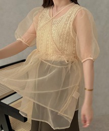 apres jour clair | 【apres jour clair】オーガンジーカシュクールトップス【ZOZOTOWN限定アイテム】(シャツ/ブラウス)