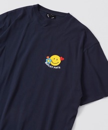 SMILEY FACE オーバーサイズ ワンポイントプリント刺繍半袖Tシャツ