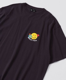 SMILEY FACE オーバーサイズ ワンポイントプリント刺繍半袖Tシャツ