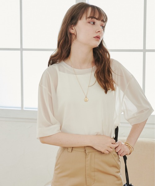 JUSGLITTY 新品未使用タグ付き カラーシアーシャツ 新品タグ付き】JUSGLITTY カラーシアーシャツ - メルカリ