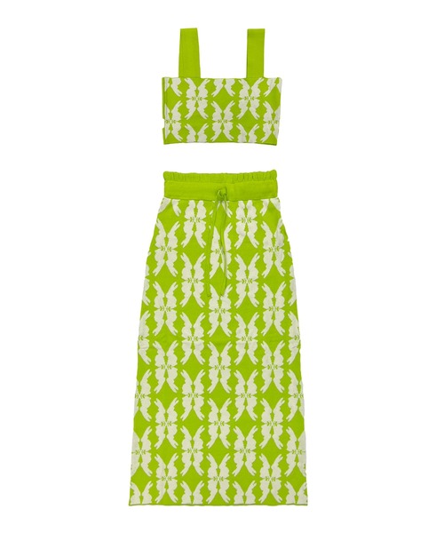 moyan ecri(モヤン エクリ)の「<moyan ecri>オリジナル編み ビスチェ&スカート セットアップlucky charm motif separate dress(ドレス・レディース・オレンジ/グリーン/ライトグリーン・FREE)」の14枚目の写真