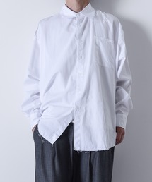 2-7B37 ストライプ ワイドシルエット ダメージ シャツ