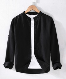 【Cloudstyle】リネン コットン バンドカラーシャツ