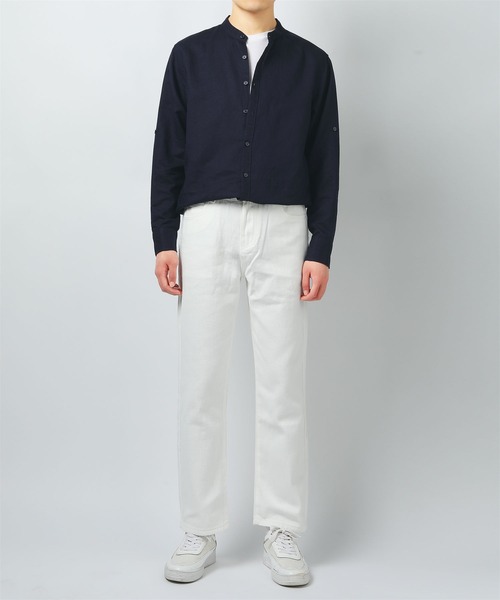 Cloudstyle(クラウドスタイル)の「【Cloudstyle】リネン コットン バンドカラーシャツ(シャツ/ブラウス・メンズ・ホワイト/ライトブルー/ベージュ/ブラック/ネイビー・X-LARGE/LARGE/MEDIUM/XX-LARGE)」の6枚目の写真