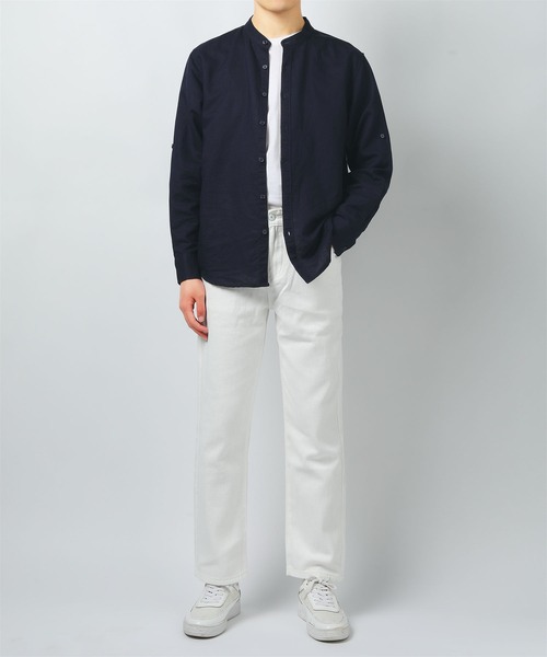 Cloudstyle(クラウドスタイル)の「【Cloudstyle】リネン コットン バンドカラーシャツ(シャツ/ブラウス・メンズ・ホワイト/ライトブルー/ベージュ/ブラック/ネイビー・X-LARGE/LARGE/MEDIUM/XX-LARGE)」の8枚目の写真