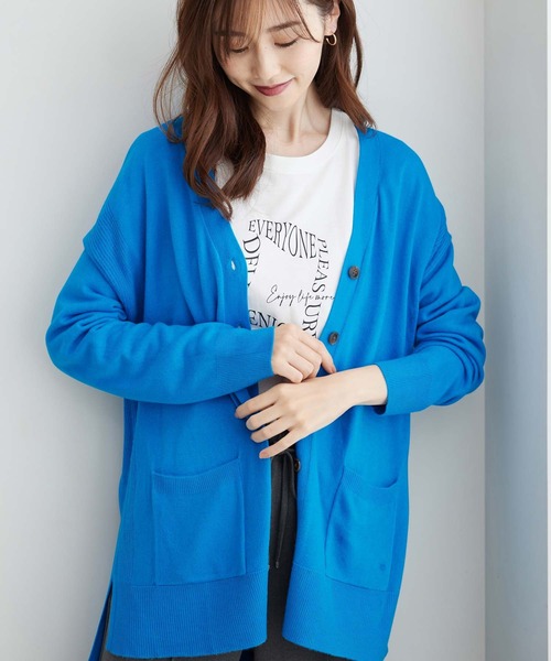 BELLUNA PLUS(ベルーナ)の「ふんわりカシミヤタッチニットカーディガン(カーディガン/ボレロ・レディース・コーラル/ブラック/ブルー/アイボリー・MEDIUM/X-LARGE/LARGE)」の9枚目の写真