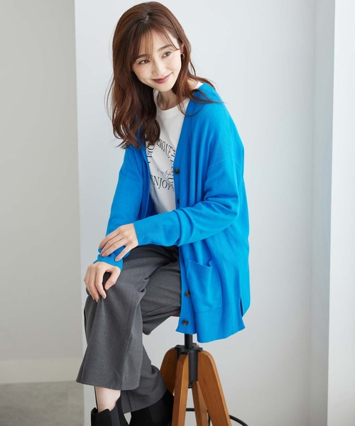BELLUNA PLUS(ベルーナ)の「ふんわりカシミヤタッチニットカーディガン(カーディガン/ボレロ・レディース・コーラル/ブラック/ブルー/アイボリー・MEDIUM/X-LARGE/LARGE)」の8枚目の写真