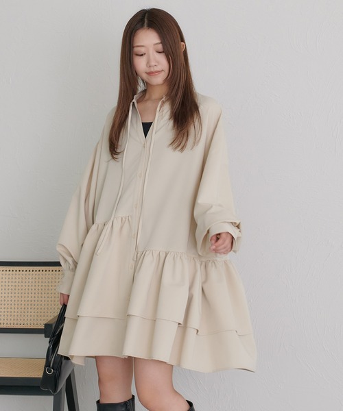 soie by apres jour mignon(ソワバイアプレジュールミニョン)の「【soie by apres jour mignon】ティアードイレヘムチュニック【ZOZOTOWN限定アイテム】(シャツ/ブラウス・レディース・ピンク/アイボリー/ブラック・SMALL/MEDIUM)」の4枚目の写真