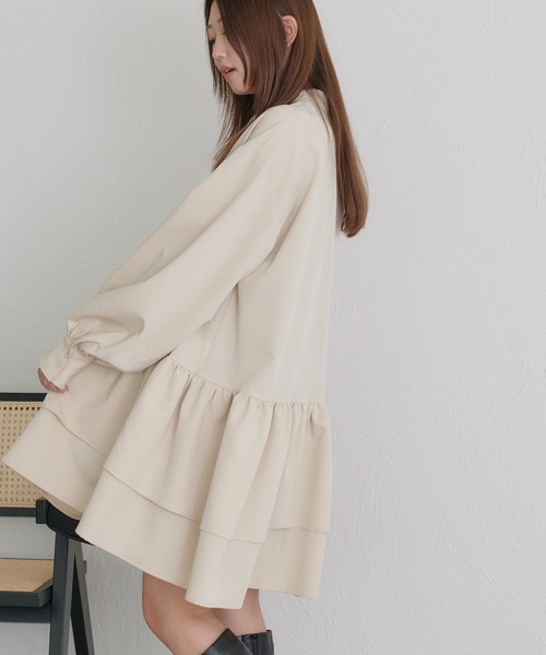 soie by apres jour mignon(ソワバイアプレジュールミニョン)の「【soie by apres jour mignon】ティアードイレヘムチュニック【ZOZOTOWN限定アイテム】(シャツ/ブラウス・レディース・ピンク/アイボリー/ブラック・SMALL/MEDIUM)」の6枚目の写真