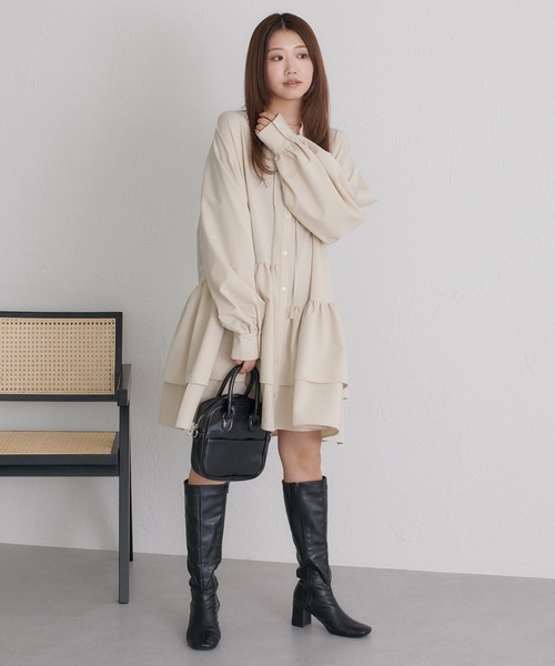 soie by apres jour mignon(ソワバイアプレジュールミニョン)の「【soie by apres jour mignon】ティアードイレヘムチュニック【ZOZOTOWN限定アイテム】(シャツ/ブラウス・レディース・ピンク/アイボリー/ブラック・SMALL/MEDIUM)」の7枚目の写真
