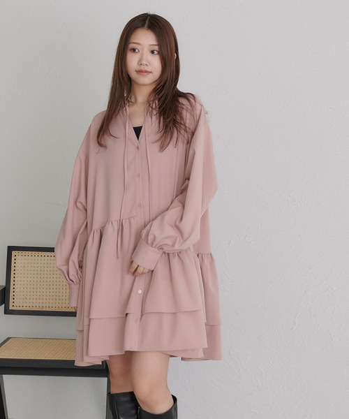 soie by apres jour mignon(ソワバイアプレジュールミニョン)の「【soie by apres jour mignon】ティアードイレヘムチュニック【ZOZOTOWN限定アイテム】(シャツ/ブラウス・レディース・ピンク/アイボリー/ブラック・SMALL/MEDIUM)」の13枚目の写真
