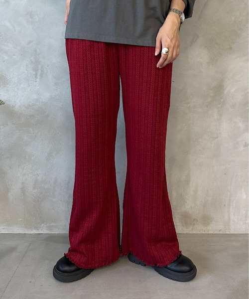 kutir(クティール)の「ヘリンボーンメローフレアパンツ(その他パンツ・レディース・カーキ/サックスブルー/アイボリー/ライトグリーン/ボルドー・MEDIUM/LARGE)」の5枚目の写真