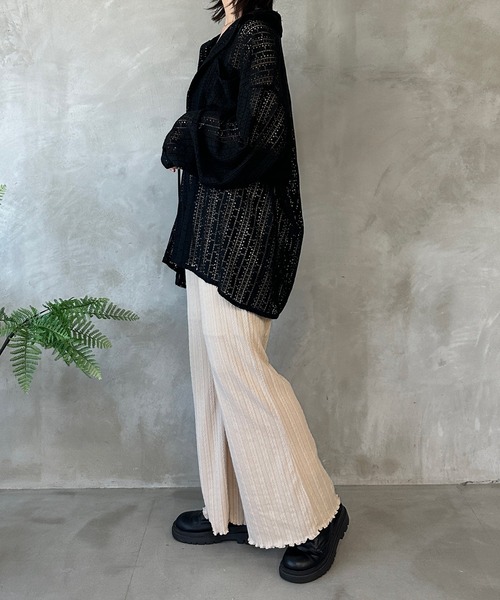 kutir(クティール)の「ヘリンボーンメローフレアパンツ(その他パンツ・レディース・カーキ/サックスブルー/アイボリー/ライトグリーン/ボルドー・MEDIUM/LARGE)」の9枚目の写真