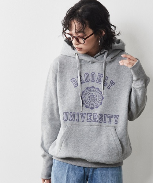 CHIC STYLE（シックスタイル）の「＜大きいサイズ＞裏起毛カレッジロゴプリントパーカー シックスタイル（パーカー・レディース・杢グレー/アイボリー・LL/5L/L/4L/3L）」の14枚目の写真