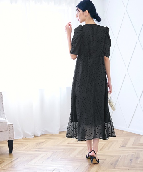 coca（coca）（コカ）の「ドットスクエアネックオケージョンドレス（ドレス・レディース・ベージュ/ブラック・L/M）」の8枚目の写真