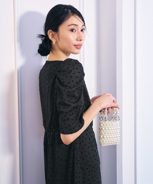 coca（coca）（コカ）の「ドットスクエアネックオケージョンドレス（ドレス・レディース・ベージュ/ブラック・L/M）」の9枚目の写真
