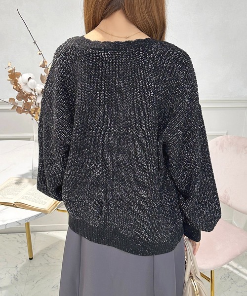 セール】キラキララメ入りスカラップV畔カーディガン【ZOZOTOWN限定