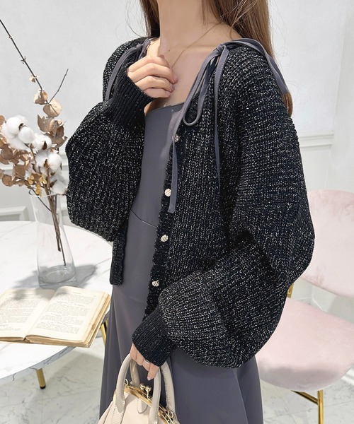 セール】キラキララメ入りスカラップV畔カーディガン【ZOZOTOWN限定