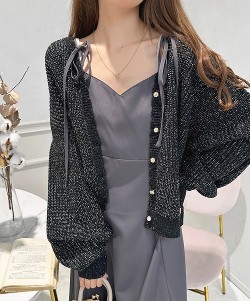 セール】キラキララメ入りスカラップV畔カーディガン【ZOZOTOWN限定