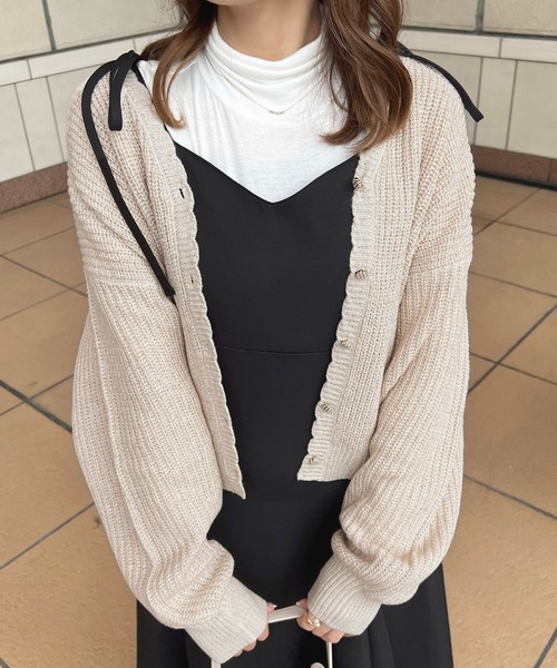 セール】キラキララメ入りスカラップV畔カーディガン【ZOZOTOWN限定