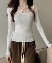 Silly | 【ひとくせある春コーデに◎】アシンメトリーリブニットトップス(ニット/セーター)