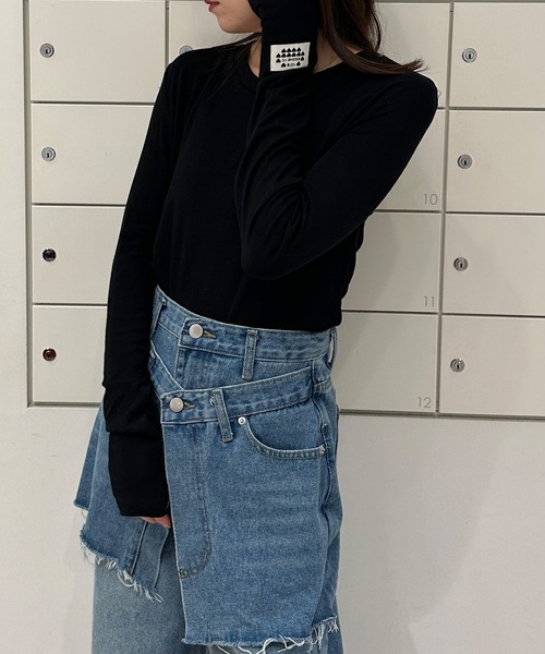 solleim（ソルレム）の「ハートロゴストレッチ長袖ロンT（Tシャツ/カットソー・レディース・グレー/ホワイト/ブラック/グレイッシュベージュ/ホワイト系/ベージュ系/グレー系/ブラック系・M/L）」の14枚目の写真