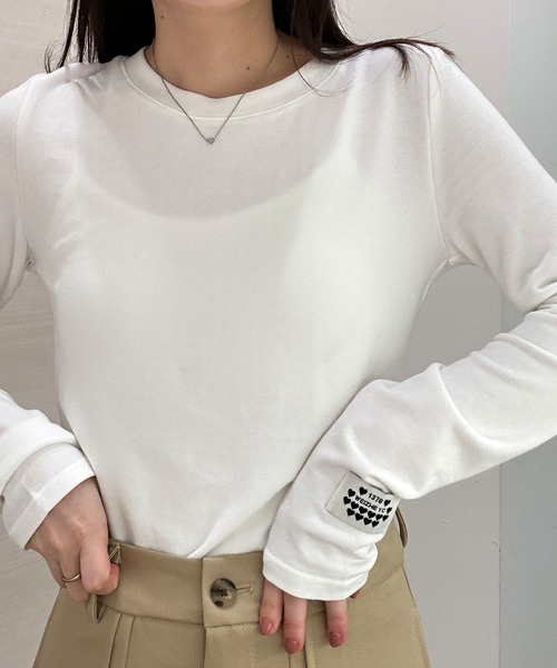 solleim（ソルレム）の「ハートロゴストレッチ長袖ロンT（Tシャツ/カットソー・レディース・グレー/ホワイト/ブラック/グレイッシュベージュ/ホワイト系/ベージュ系/グレー系/ブラック系・M/L）」の9枚目の写真