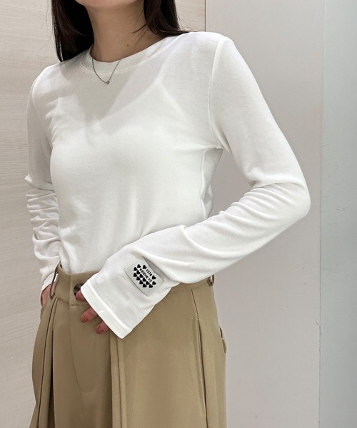 solleim（ソルレム）の「ハートロゴストレッチ長袖ロンT（Tシャツ/カットソー・レディース・グレー/ホワイト/ブラック/グレイッシュベージュ/ホワイト系/ベージュ系/グレー系/ブラック系・M/L）」の10枚目の写真