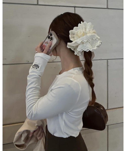 solleim（ソルレム）の「ハートロゴストレッチ長袖ロンT（Tシャツ/カットソー・レディース・グレー/ホワイト/ブラック/グレイッシュベージュ/ホワイト系/ベージュ系/グレー系/ブラック系・M/L）」の22枚目の写真