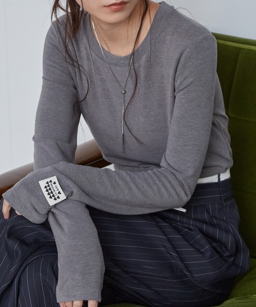 solleim（ソルレム）の「ハートロゴストレッチ長袖ロンT（Tシャツ/カットソー・レディース・グレー/ホワイト/ブラック/グレイッシュベージュ/ホワイト系/ベージュ系/グレー系/ブラック系・M/L）」の20枚目の写真