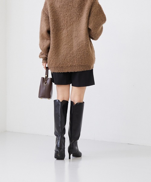 menue(メヌエ)の「ワイドシャフト ロングブーツ(ブーツ・レディース・アイボリー/ブラック・SS/3L/S/LL/M/L)」の10枚目の写真