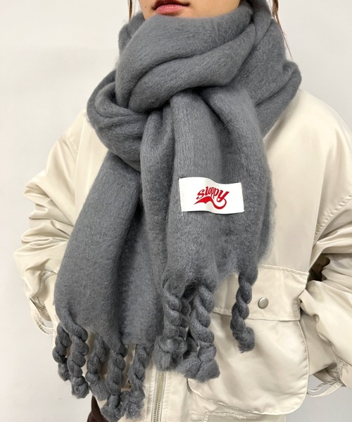 WHO'S WHO gallery(フーズフーギャラリー)の「【SLOPPY/スロッピー】カラーマフラー(マフラー・レディース・グリーン/グレー/ブルー/オレンジ/ブラック・FREE)」の3枚目の写真