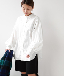 《WEB限定追加》コットンポプリンギャザースリーブシャツ