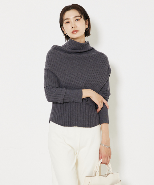 qualite（カリテ）の「【23AW】アシメスヌードリブニット/スヌード取り外し可能（ニット/セーター・レディース・ダークグリーン/チャコールグレー/ベージュ/ダークオレンジ/カーキ/イエロー/ホワイト系その他・フリー）」の22枚目の写真