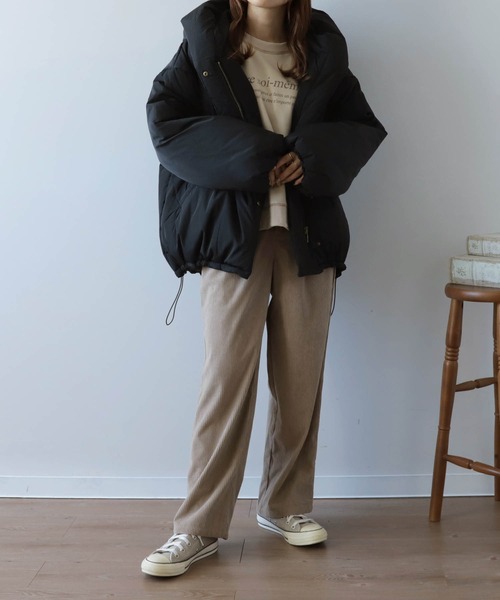 mil(ミル)の「【150㎝前後の小柄さんサイズ】ショールカラーミドルコート【ポケット裏フリース素材・ヴィンテージ風】(ブルゾン・レディース・オフホワイト/ブラック・S)」の12枚目の写真