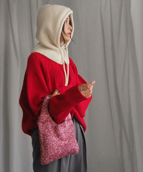 minia（ミニア）の「ラメシャギーニットミニバッグ（ハンドバッグ・レディース・ブラック/シルバー/レッド・FREE）」の6枚目の写真