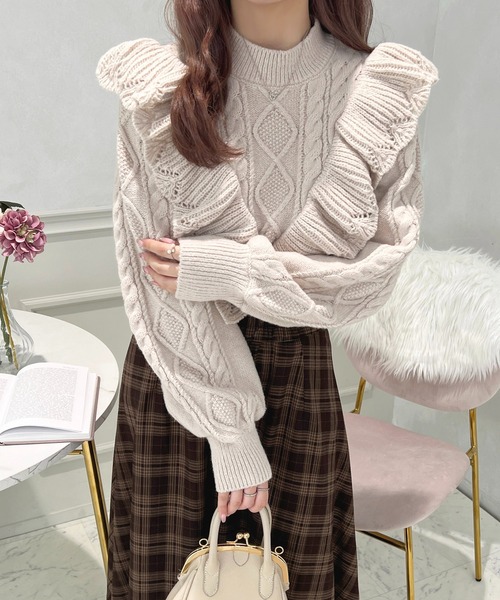apres jour(アプレジュール)の「フリルデザインニット【ZOZOTOWN限定アイテム】(ニット/セーター・レディース・レッド/ミント/アイボリー/ピンク/ライトベージュ・X-LARGE/フリー)」の15枚目の写真