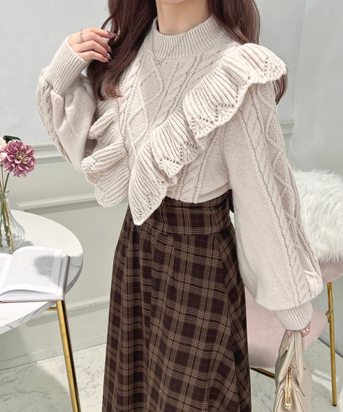 apres jour(アプレジュール)の「フリルデザインニット【ZOZOTOWN限定アイテム】(ニット/セーター・レディース・レッド/ミント/アイボリー/ピンク/ライトベージュ・X-LARGE/フリー)」の16枚目の写真