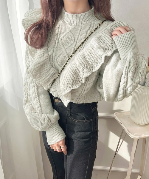 apres jour(アプレジュール)の「フリルデザインニット【ZOZOTOWN限定アイテム】(ニット/セーター・レディース・レッド/ミント/アイボリー/ピンク/ライトベージュ・X-LARGE/フリー)」の22枚目の写真