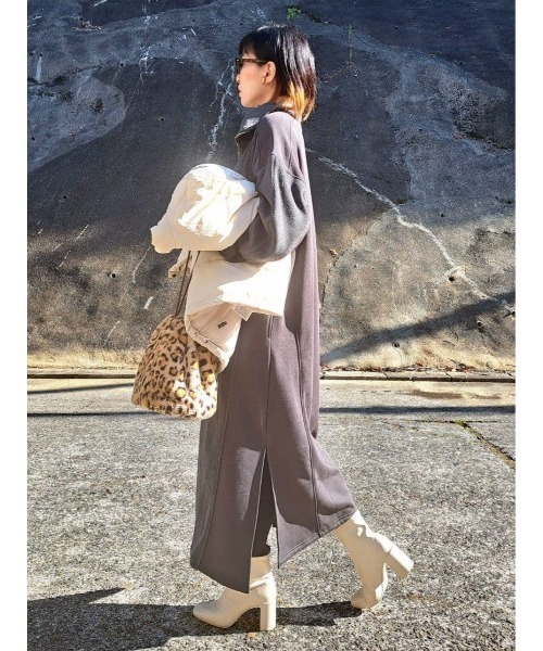 BACK NUMBER(バックナンバー)の「【BACK NUMBER】裏起毛切り替えワンピース(ワンピース・レディース・ダークグレー/キナリ・M/L)」の10枚目の写真